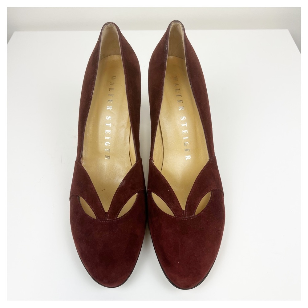 Walter Steiger Burgundy Suede Heels Size 10 - Picture 3 of 9